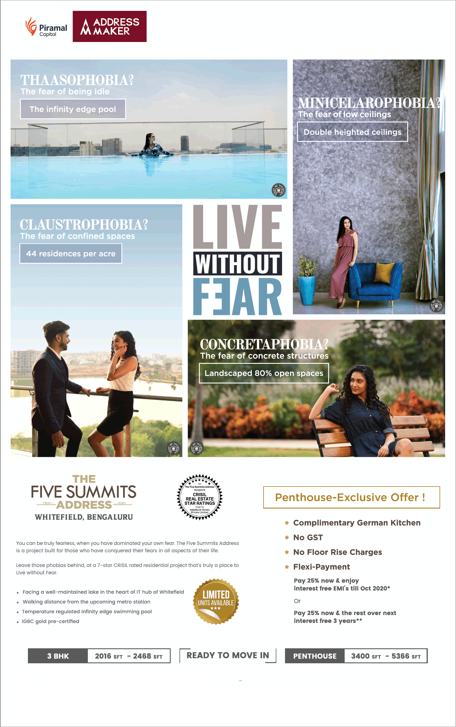 Book 3 BHK apartments and penthouse on exclusive offer at The Five Summits Address, Bangalore Update